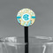 Teal Circles & Stripes Black Plastic 7" Stir Stick - Round - Main