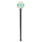 Teal Circles & Stripes Black Plastic 7" Stir Stick - Round - Single Stick