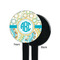 Teal Circles & Stripes Black Plastic 7" Stir Stick - Single Sided - Round - Front & Back