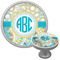 Teal Circles & Stripes Cabinet Knob - Nickel - Multi Angle