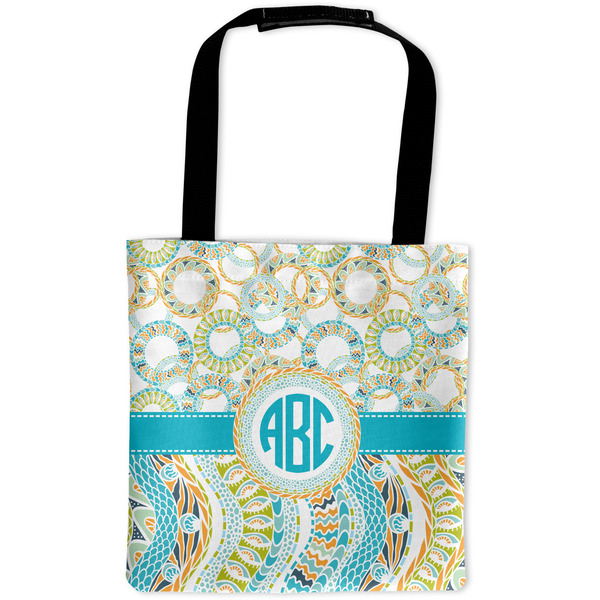 Custom Teal Circles & Stripes Auto Back Seat Organizer Bag (Personalized)