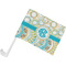 Teal Circles & Stripes Car Flag w/ Pole