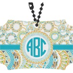 Teal Circles & Stripes Rear View Mirror Ornament (Personalized)