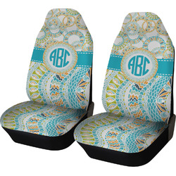Teal Circles & Stripes Car Seat Covers (Set of Two) (Personalized)