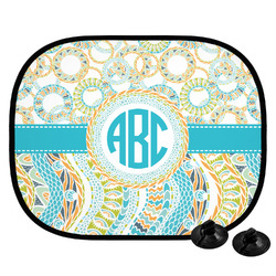 Teal Circles & Stripes Car Side Window Sun Shade (Personalized)