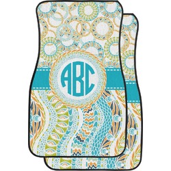 Teal Circles & Stripes Car Floor Mats (Personalized)