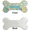 Teal Circles & Stripes Ceramic Flat Ornament - Bone Front & Back Single Print (APPROVAL)