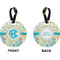 Teal Circles & Stripes Circle Luggage Tag (Front + Back)