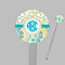 Teal Circles & Stripes Clear Plastic 7" Stir Stick - Round - Closeup