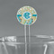 Teal Circles & Stripes Clear Plastic 7" Stir Stick - Round - Main