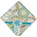 Teal Circles & Stripes Cloth Dinner Napkin - Single w/ Monogram