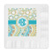 Teal Circles & Stripes Embossed Decorative Napkins (Personalized)