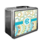 Teal Circles & Stripes Lunch Box w/ Monogram