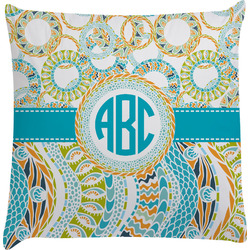 Teal Circles & Stripes Decorative Pillow Case w/ Monogram