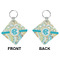 Teal Circles & Stripes Diamond Keychain (Front + Back)