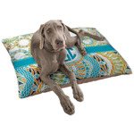 Teal Circles & Stripes Dog Bed - Large w/ Monogram