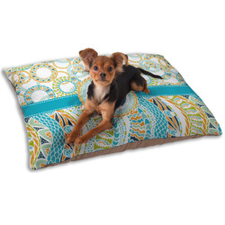 Teal Circles & Stripes Dog Bed - Small w/ Monogram