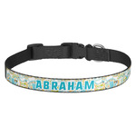 Teal Circles & Stripes Dog Collar - Medium (Personalized)