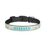 Teal Circles & Stripes Dog Collar - Small (Personalized)