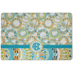 Teal Circles & Stripes Dog Food Mat w/ Monogram