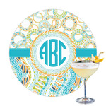 Teal Circles & Stripes Printed Drink Topper - 3.25" (Personalized)