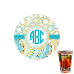 Teal Circles & Stripes Printed Drink Topper - 1.5" (Personalized)