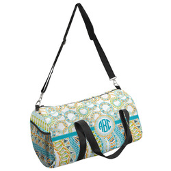 Teal Circles & Stripes Duffel Bag - Large (Personalized)