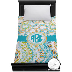Teal Circles & Stripes Duvet Cover - Twin (Personalized)