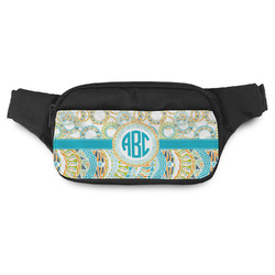 Teal Circles & Stripes Fanny Pack - Modern Style (Personalized)