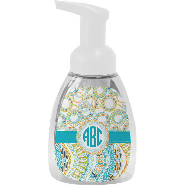 Custom Teal Circles & Stripes Foam Soap Bottle (Personalized)