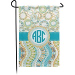 Teal Circles & Stripes Small Garden Flag - Double Sided w/ Monograms