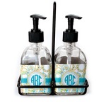 Teal Circles & Stripes Glass Soap & Lotion Bottles (Personalized)