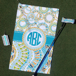 Teal Circles & Stripes Golf Towel Gift Set (Personalized)