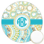 Teal Circles & Stripes Printed Cookie Topper - 3.25" (Personalized)