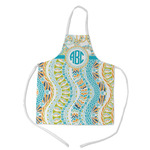 Teal Circles & Stripes Kid's Apron w/ Monogram