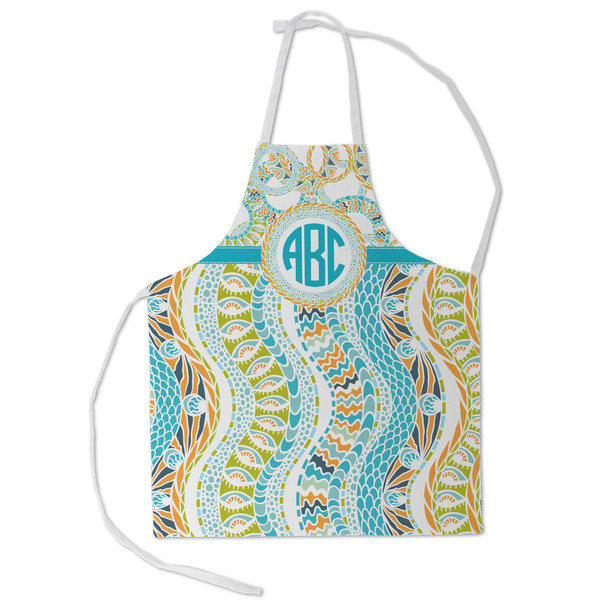 Custom Teal Circles & Stripes Kid's Apron - Small (Personalized)