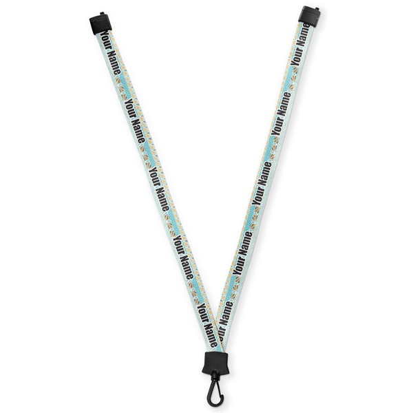 Custom Teal Circles & Stripes Lanyard (Personalized)