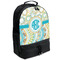 Teal Circles & Stripes Large Backpack - Black - Angled View