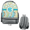 Teal Circles & Stripes Large Backpack - Gray - Front & Back View