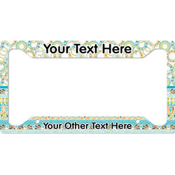 Teal Circles & Stripes License Plate Frame (Personalized)