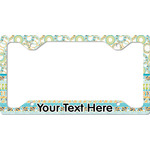 Teal Circles & Stripes License Plate Frame - Style C (Personalized)