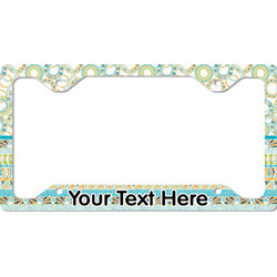 Teal Circles & Stripes License Plate Frame - Style C (Personalized)