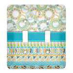 Teal Circles & Stripes Light Switch Cover (2 Toggle Plate)