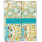 Teal Circles & Stripes Linen Placemat - Folded Half (double sided)