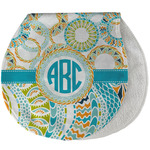 Teal Circles & Stripes Burp Pad - Velour w/ Monogram