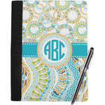 Teal Circles & Stripes Notebook Padfolio - Large w/ Monogram