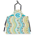 Teal Circles & Stripes Apron Without Pockets w/ Monogram