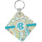 Teal Circles & Stripes Personalized Diamond Key Chain