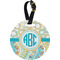 Teal Circles & Stripes Personalized Round Luggage Tag