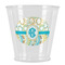 Teal Circles & Stripes Plastic Shot Glasses - Front/Main